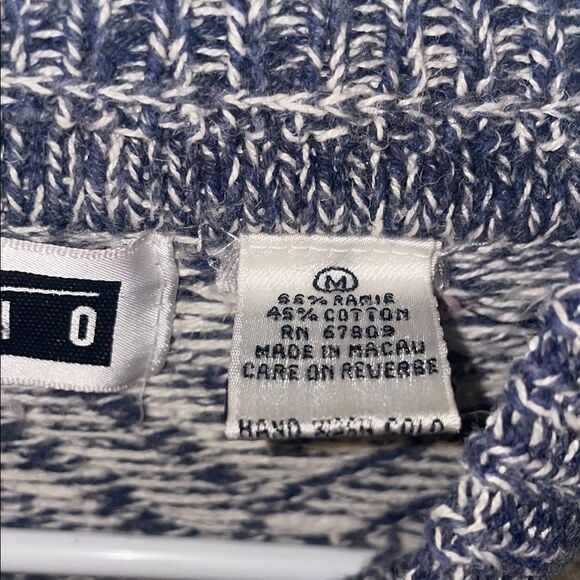 Men's Blue and White Patterned Sweater - Picture 10 of 10